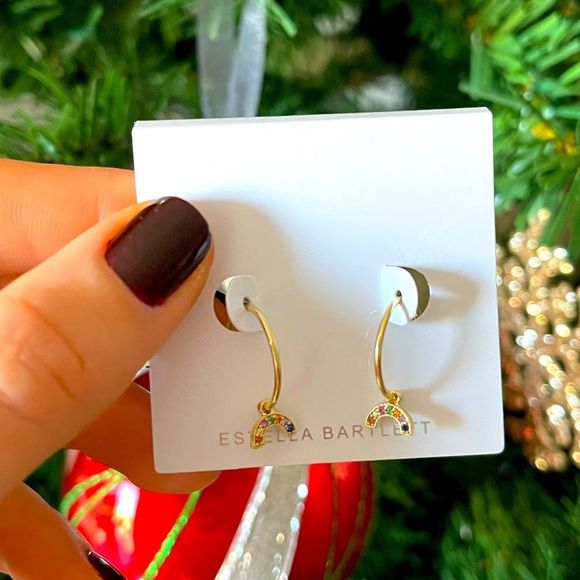 ESTELLA BARTLETT Mini Rainbow Charm Hoop Earnings. New with Tag! - Picture 2 of 2